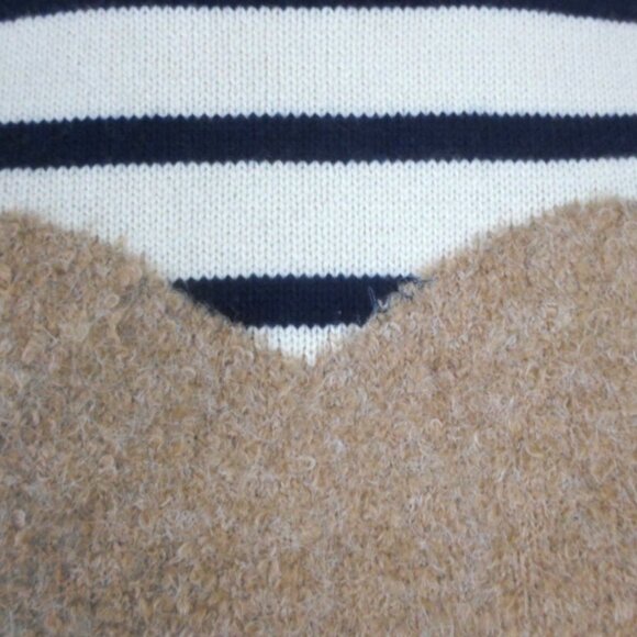 St Johns Bay Misses Navy Stripe Combo Heart Sweater CHOOSE SIZE - Picture 2 of 6